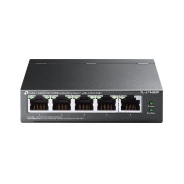 Коммутатор|TP-LINK|Настольный/пьедестал|5x10Base-T / 100Base-TX|4 порта PoE|TL-SF1005P