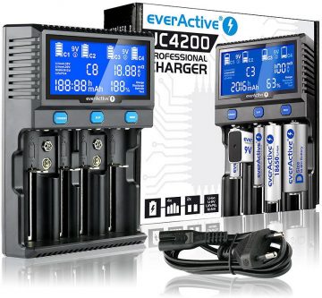 Lādētājs cilindriskām litija jonu un Ni-MH baterijām everActive UC-4200 Lādētājs cilindriskām litija jonu un Ni-MH baterijām everActive UC-4200