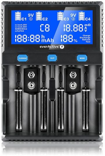 Lādētājs cilindriskām litija jonu un Ni-MH baterijām everActive UC-4200 Lādētājs cilindriskām litija jonu un Ni-MH baterijām everActive UC-4200