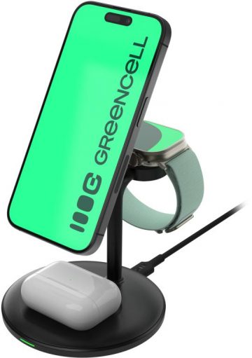 Greencell MagScape 3in1 15W MagSafe bezvadu lādētājs iPhone, AirPods un Apple Watch ierīcēmGreencell MagScape 3in1 15W MagSafe bezvadu lādētājs iPhone, AirPods un Apple Watch ierīcēm