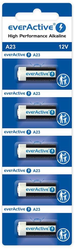 Baterija 23A / A23 / LRV08 everActive 12V (5 gab. blisterī)Baterija 23A / A23 / LRV08 everActive 12V (5 gab. blisterī)