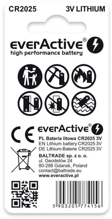 CR2025 everActive baterija (2 gab. blisterī)