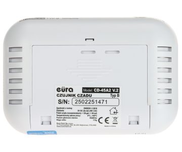 OGLEKĻA MONOKSĪDA (CO) DETEKTORS AR TERMOMETRU CD-45A2/V2 EURA
