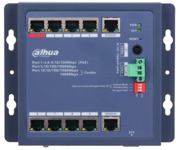 RŪPNIECISKAIS POE PĀRVALDĀMAIS SLĒDZIS CHS4110-8ET-90-F 8-PORTU SFP DAHUA