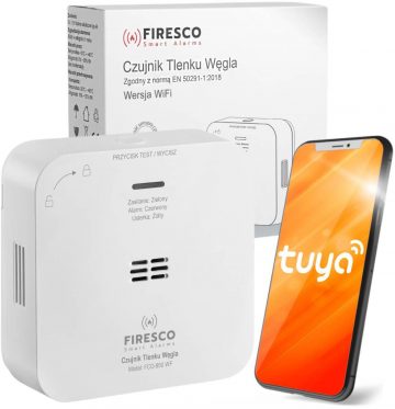 Firesco FCO-850 WF oglekļa monoksīda sensors ar WiFi un Tuya lietotniFiresco FCO-850 WF oglekļa monoksīda sensors ar WiFi un Tuya lietotni