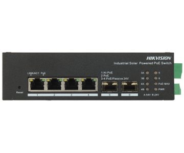 PĀRVALDĀMS POE INDUSTRIĀLAIS SLĒDZIS DS-3T1506HP-EI-UPS/NO POWER UNIT 4-PORTU SFP Hikvision
