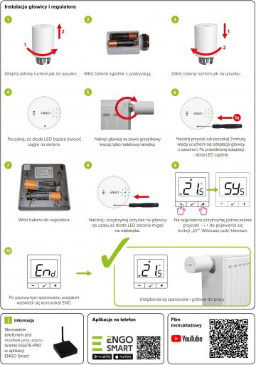 ENGO Controls viedās apkures komplekts (E25-BATB-4 + ETRV-M30)