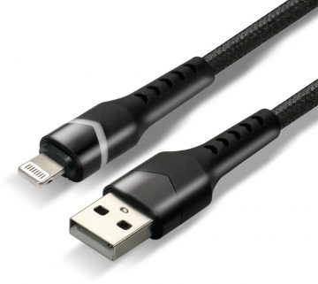 USB-A / Lightning kabelis Apple iPhone LED RGB everActive CBB-1IBR 100cm 2.4A