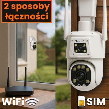 Orllo TZ8 divkārša 4MP+4MP 4G SIM LTE Wi-Fi IP kamera Orllo TZ8 divkārša 4MP+4MP 4G SIM LTE Wi-Fi IP kamera