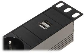 6 ligzdu Schuko barošanas bloks PD-6/R-USB