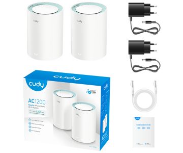 WI-FI MĀJAS SISTĒMA MESH M1300(2-PACK) 2.4 GHz, 5 GHz, 300 Mbps + 867 Mbps CUDY WI-FI MĀJAS SISTĒMA MESH M1300(2-PACK) 2.4 GHz, 5 GHz, 300 Mbps + 867 Mbps CUDY