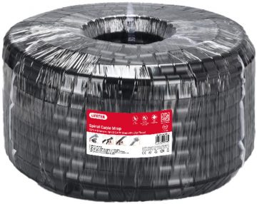 Unitek kabeļu organizators Spirālveida kabeļu organizators, 10 metri, 22 mm diametrs, melns