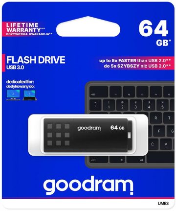 Goodram UME3 64GB USB 3.0 melna zibatmiņaGoodram UME3 64GB USB 3.0 melna zibatmiņa