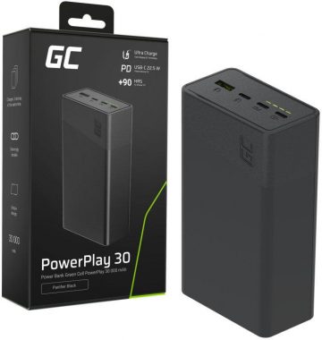 POWERBANK Greencell PowerPlay 30 30000mAh ĀTRĀ UZLĀDE 22,5 W 3x USB-C PD 1x USB-APOWERBANK Greencell PowerPlay 30 30000mAh ĀTRĀ UZLĀDE 22,5 W 3x USB-C PD 1x USB-A