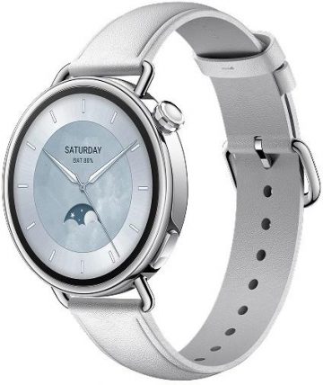 Xiaomi Watch S4 viedpulkstenis ar 41 mm ādas siksniņu, balts