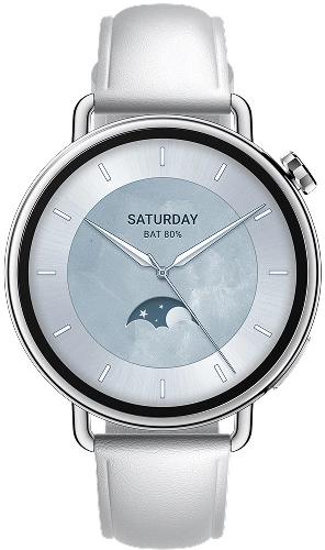 Xiaomi Watch S4 viedpulkstenis ar 41 mm ādas siksniņu, balts