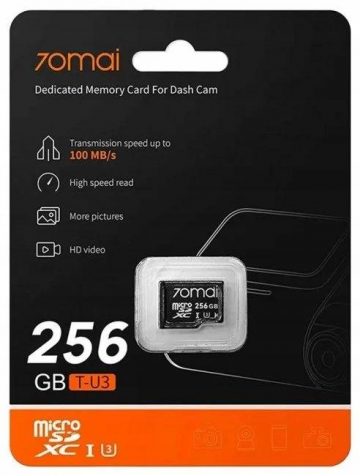 70mai X800 4K melns komplekts + 70mai SD karte 256 GB