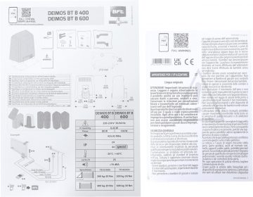 BFT DEIMOS BT B600 komplekts EE 600 kg bīdāmajiem vārtiem