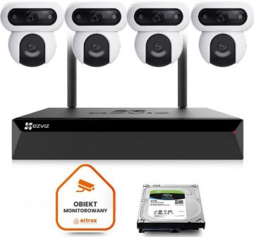 EZVIZ 4x H90 4MP+4MP Wi-Fi novērošanas komplektsEZVIZ 4x H90 4MP+4MP Wi-Fi novērošanas komplekts